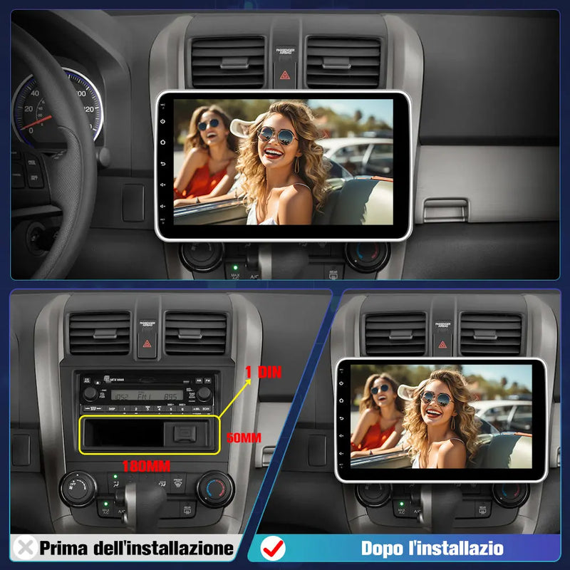 AWESAFE Autoradio Android 13 2+64GB con Schermo Orientabile 10,1 Pollici - Per Auto 1 DIN - FM/Controllo al Volante/DSP/Bluetooth con CarPlay e Android Auto AWESAFE