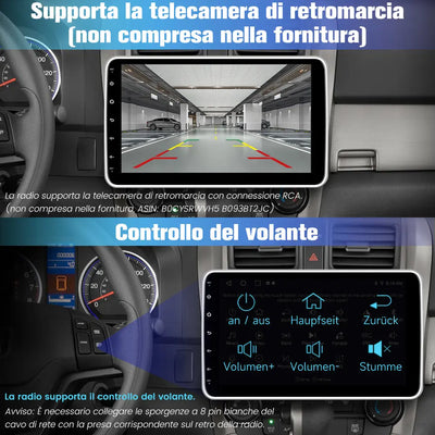 AWESAFE Autoradio Android 13 2+64GB con Schermo Orientabile 10,1 Pollici - Per Auto 1 DIN - FM/Controllo al Volante/DSP/Bluetooth con CarPlay e Android Auto AWESAFE