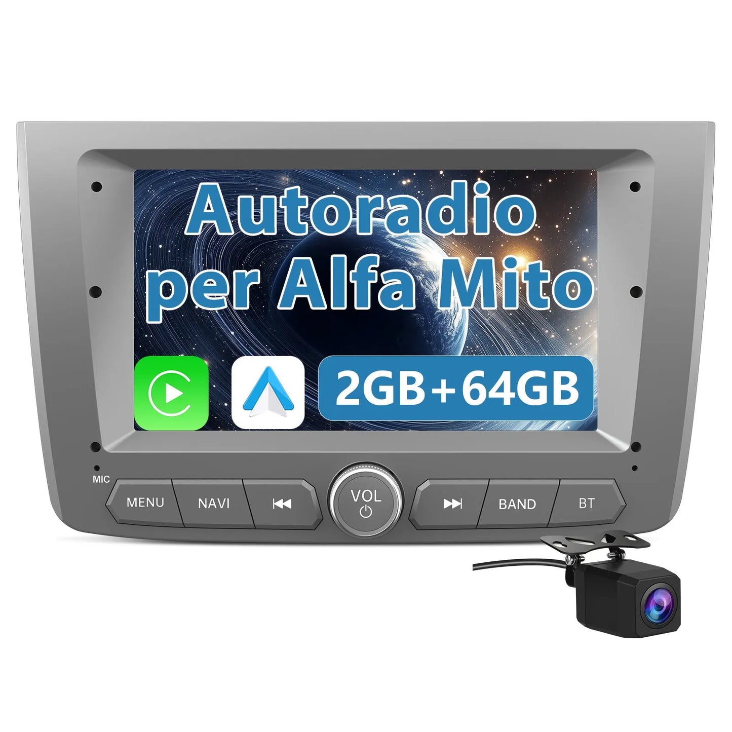 AWESAFE Autoradio Android 13 2+64GB con Schermo Touchscreen 7 Pollici - Per Alfa Romeo Mito 2008-2019 - Telecamera Posteriore,WiFi/WLAN/FM/RDS/Bluetooth DSP con CarPlay e Android Auto AWESAFE
