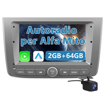 AWESAFE Autoradio Android 13 2+64GB con Schermo Touchscreen 7 Pollici - Per Alfa Romeo Mito 2008-2019 - Telecamera Posteriore,WiFi/WLAN/FM/RDS/Bluetooth DSP con CarPlay e Android Auto AWESAFE