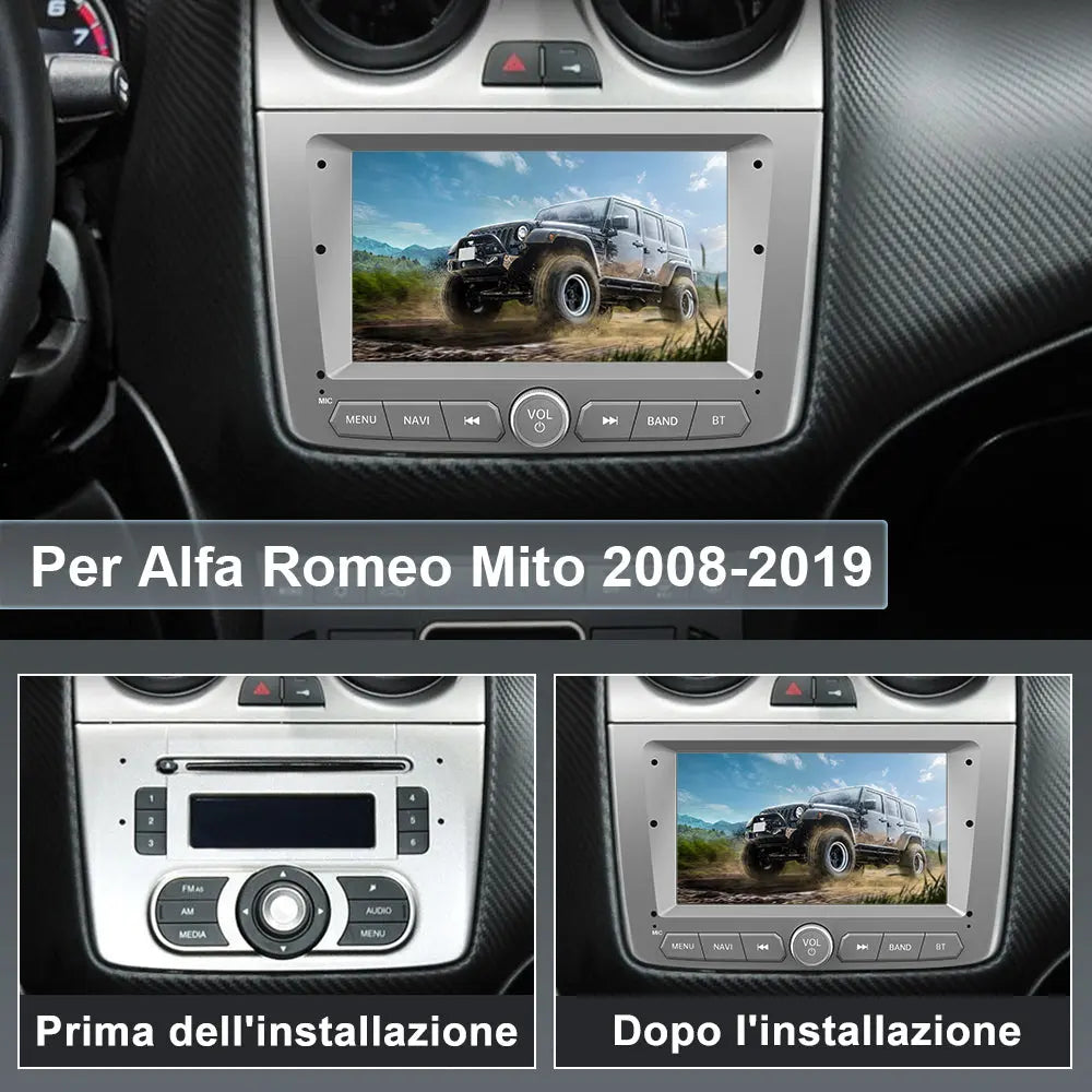 AWESAFE Autoradio Android 13 2+64GB con Schermo Touchscreen 7 Pollici - Per Alfa Romeo Mito 2008-2019 - Telecamera Posteriore,WiFi/WLAN/FM/RDS/Bluetooth DSP con CarPlay e Android Auto AWESAFE
