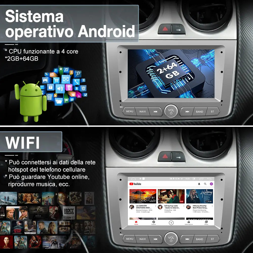 AWESAFE Autoradio Android 13 2+64GB con Schermo Touchscreen 7 Pollici - Per Alfa Romeo Mito 2008-2019 - Telecamera Posteriore,WiFi/WLAN/FM/RDS/Bluetooth DSP con CarPlay e Android Auto AWESAFE