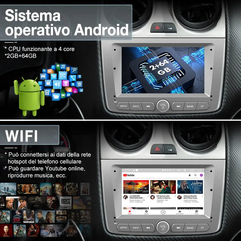 AWESAFE Autoradio Android 13 2+64GB con Schermo Touchscreen 7 Pollici - Per Alfa Romeo Mito 2008-2019 - Telecamera Posteriore,WiFi/WLAN/FM/RDS/Bluetooth DSP con CarPlay e Android Auto AWESAFE