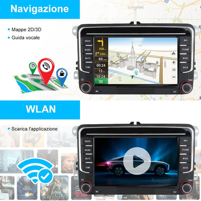 AWESAFE Autoradio Android 13 2+64GB con Schermo Touchscreen 7 Pollici - Per Volkswagen Golf/Seat/Skoda - GPS/Bluetooth/DSP con CarPlay Wireless e Android Auto AWESAFE