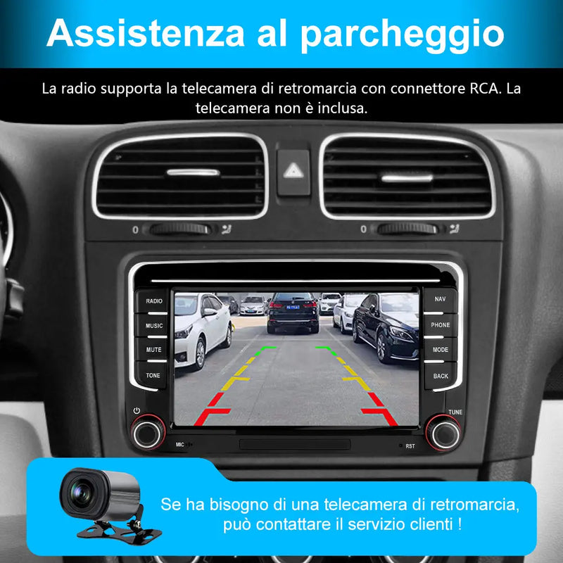 AWESAFE Autoradio Android 13 2+64GB con Schermo Touchscreen 7 Pollici - Per Volkswagen Golf/Seat/Skoda - GPS/Bluetooth/DSP con CarPlay Wireless e Android Auto AWESAFE
