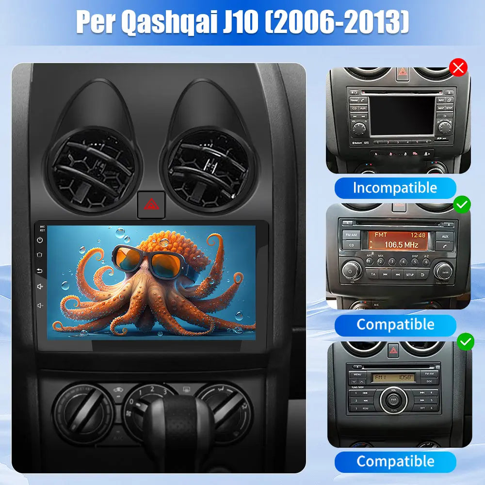 AWESAFE Autoradio Android 13 2+64GB con Schermo Touchscreen 9 Pollici - Per Nissan Qashqai 2006-2013 - GPS/Bluetooth/DSP con CarPlay Wireless e Android Auto AWESAFE