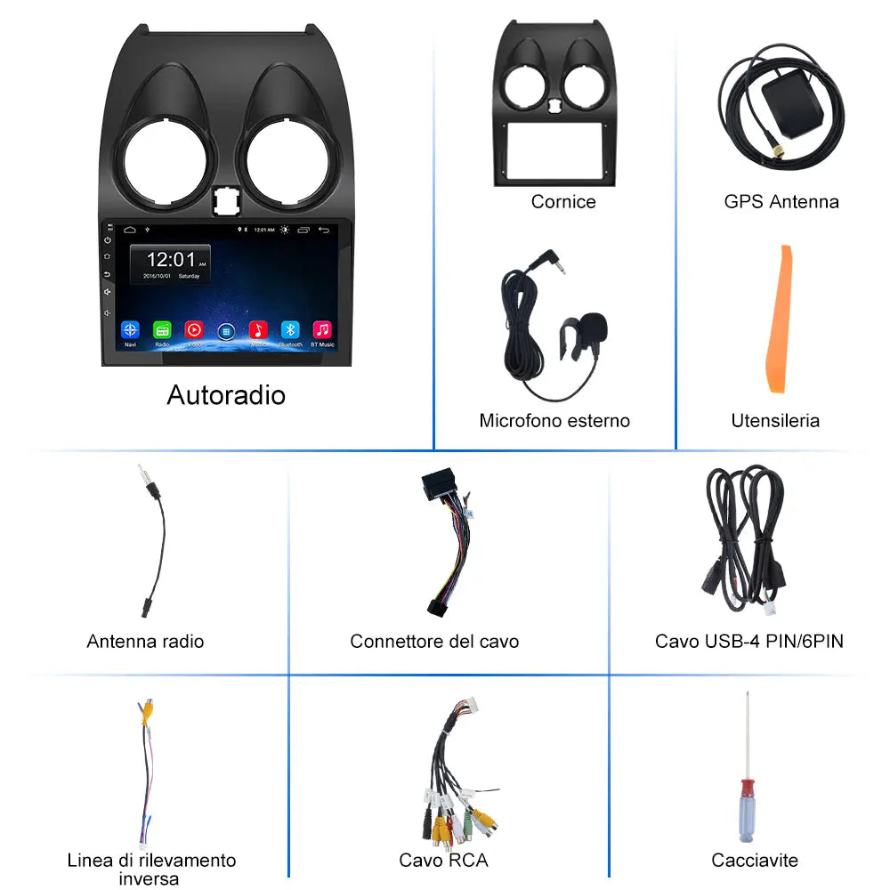 AWESAFE Autoradio Android 13 2+64GB con Schermo Touchscreen 9 Pollici - Per Nissan Qashqai 2006-2013 - GPS/Bluetooth/DSP con CarPlay Wireless e Android Auto AWESAFE