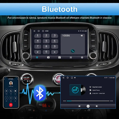 AWESAFE Autoradio Android 13 2+64GB con Schermo Touchscreen HD 7 Pollici - Per Fiat 500 2016-2019 - GPS/Bluetooth/WiFi con CarPlay e Android Auto AWESAFE