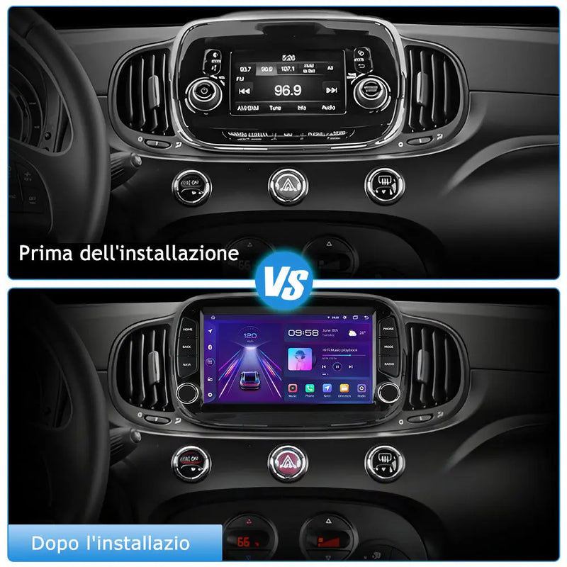 AWESAFE Autoradio Android 13 2+64GB con Schermo Touchscreen HD 7 Pollici - Per Fiat 500 2016-2019 - GPS/Bluetooth/WiFi con CarPlay e Android Auto AWESAFE