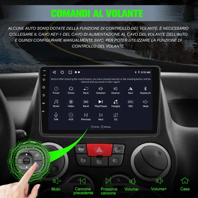AWESAFE Autoradio Android 13 2+64GB con Schermo Touchscreen HD 9 Pollici e Doppie Manopole - Per Fiat PANDA 169 2003-2012 - Bluetooth/FM/Controllo al Volante/Mirror Link con CarPlay Wireless e Android Auto AWESAFE