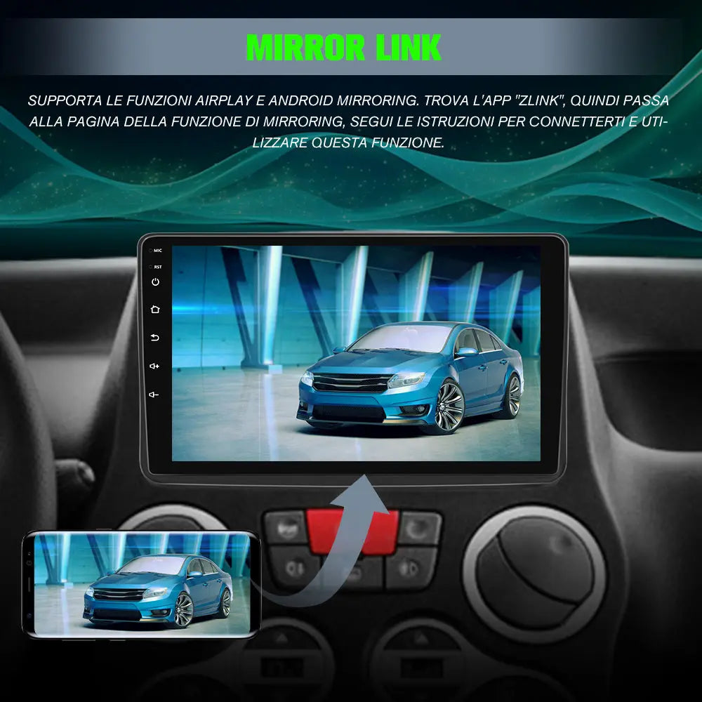 AWESAFE Autoradio Android 13 2+64GB con Schermo Touchscreen HD 9 Pollici e Doppie Manopole - Per Fiat PANDA 169 2003-2012 - Bluetooth/FM/Controllo al Volante/Mirror Link con CarPlay Wireless e Android Auto AWESAFE
