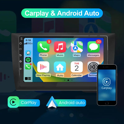 AWESAFE Autoradio Android 13 6+128GB con Schermo Touchscreen HD 9 Pollici - Per VW Golf 6 2008-2016 - GPS/Bluetooth/WiFi/4G con CarPlay e Android Auto AWESAFE