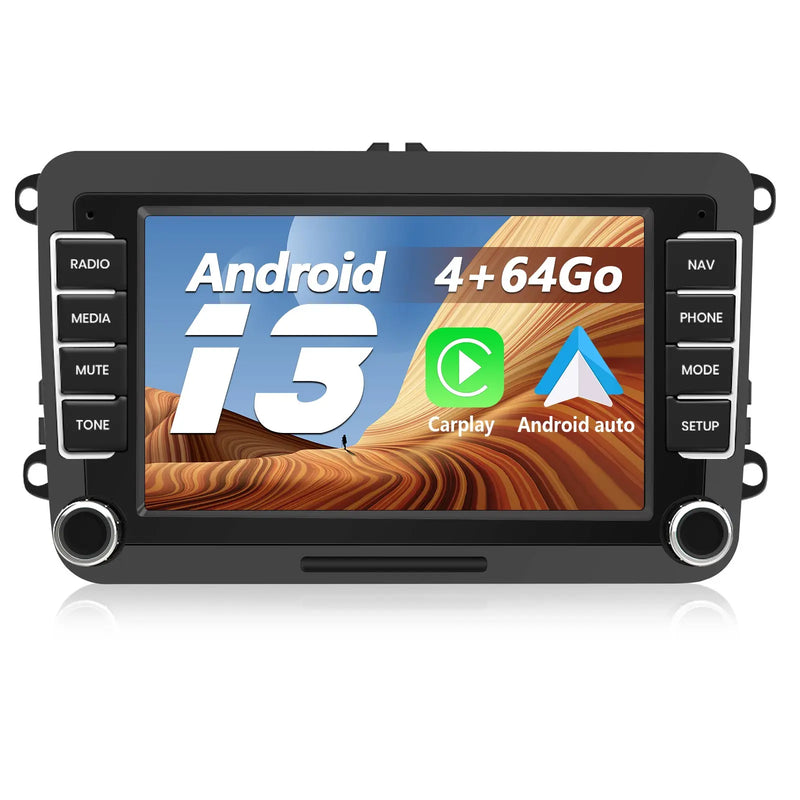 AWESAFE Autoradio Android 13 7 pouces tactile Avec caméra de recul,4+64 Go pour Volkswagen (Golf/Polo/Tiguan/Caddy/CC B6 B7) avec Bluetooth GPS Android Auto et Carplay sans fil AWESAFE SHOP