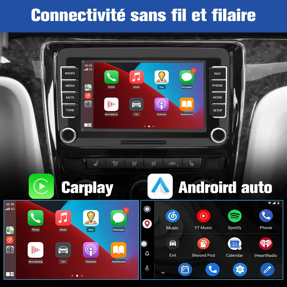 AWESAFE Autoradio Android 13 7 pouces tactile Avec caméra de recul,4+64 Go pour Volkswagen (Golf/Polo/Tiguan/Caddy/CC B6 B7) avec Bluetooth GPS Android Auto et Carplay sans fil AWESAFE SHOP