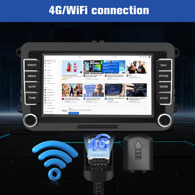 AWESAFE Autoradio Android 13 7 pouces tactile Avec caméra de recul,4+64 Go pour Volkswagen (Golf/Polo/Tiguan/Caddy/CC B6 B7) avec Bluetooth GPS Android Auto et Carplay sans fil AWESAFE SHOP