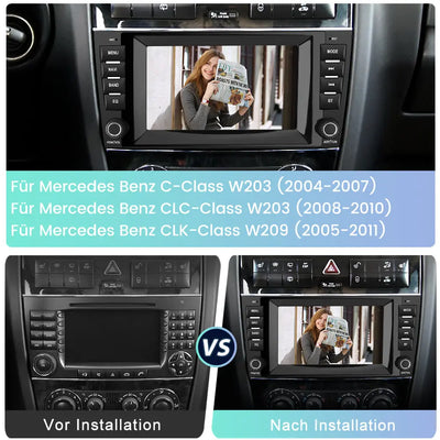 AWESAFE Autoradio Android 13 8 Zoll Touchscreen 2G+32G für Mercedes Benz C-Klasse W203 W209 CLK, Unterstützt Navigation Carplay Android Auto Bluetooth WiFi AWESAFE