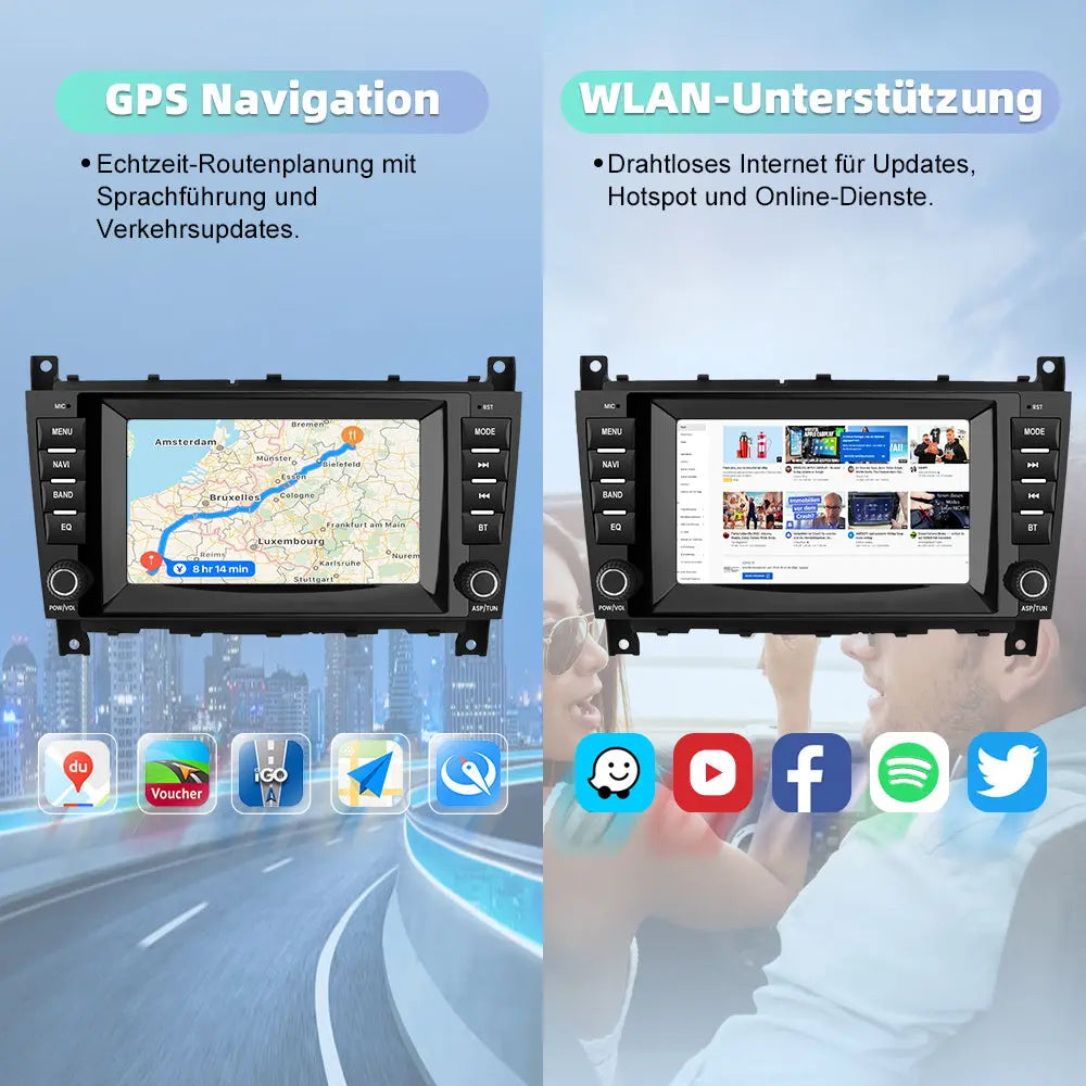 AWESAFE Autoradio Android 13 8 Zoll Touchscreen 2G+32G für Mercedes Benz C-Klasse W203 W209 CLK, Unterstützt Navigation Carplay Android Auto Bluetooth WiFi AWESAFE
