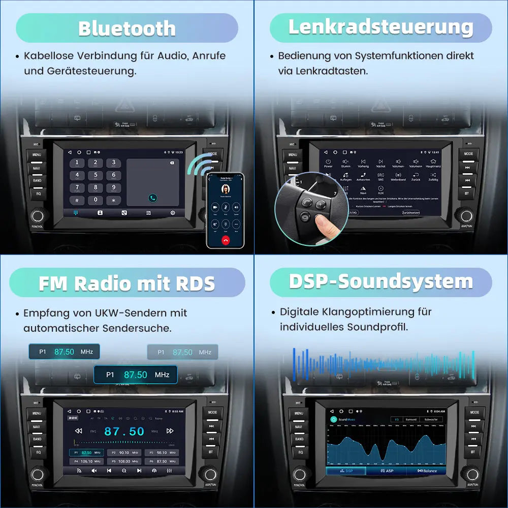 AWESAFE Autoradio Android 13 8 Zoll Touchscreen 2G+32G für Mercedes Benz C-Klasse W203 W209 CLK, Unterstützt Navigation Carplay Android Auto Bluetooth WiFi AWESAFE