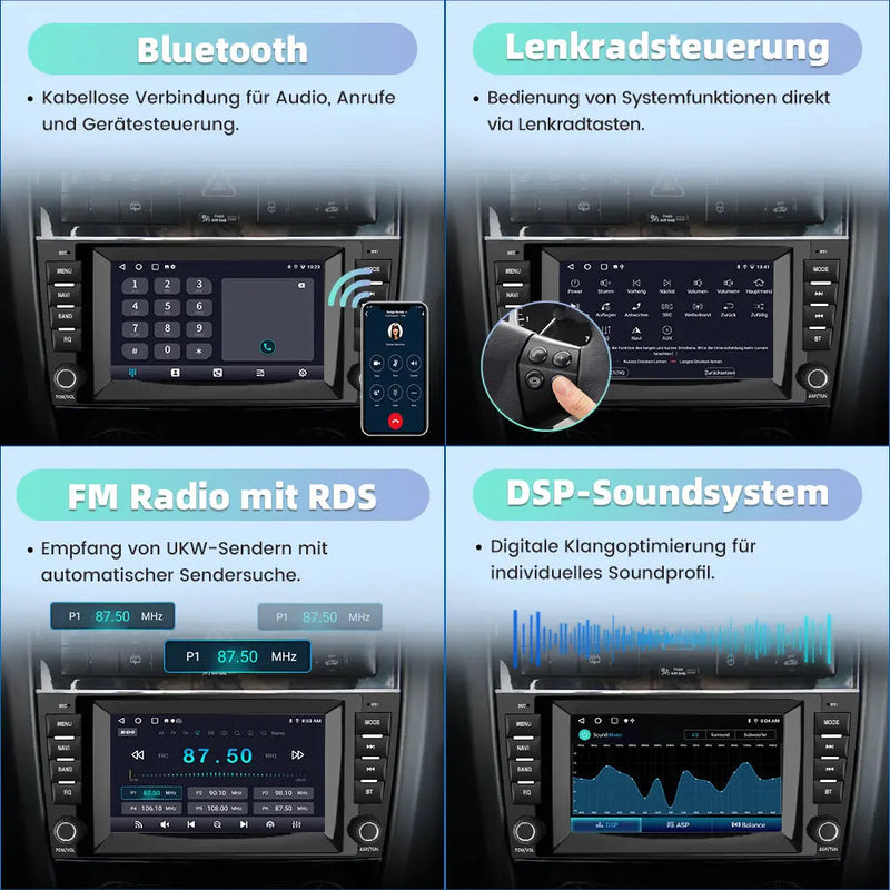 AWESAFE Autoradio Android 13 8 Zoll Touchscreen 2G+32G für Mercedes Benz C-Klasse W203 W209 CLK, Unterstützt Navigation Carplay Android Auto Bluetooth WiFi AWESAFE