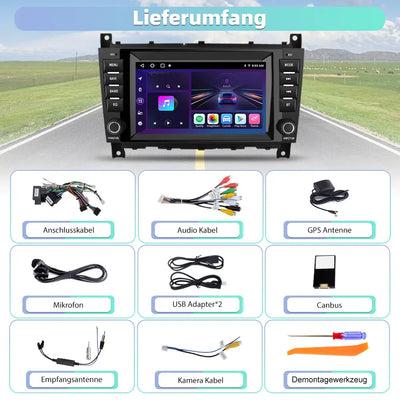 AWESAFE Autoradio Android 13 8 Zoll Touchscreen 2G+32G für Mercedes Benz C-Klasse W203 W209 CLK, Unterstützt Navigation Carplay Android Auto Bluetooth WiFi AWESAFE