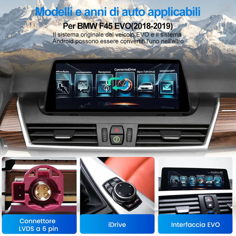 AWESAFE Autoradio Android 13 8+128GB con Schermo Touchscreen 10,25 Pollici - Per BMW F45 EVO 2018-2019 - FM/GPS/Bluetooth con CarPlay e Android Auto AWESAFE SHOP