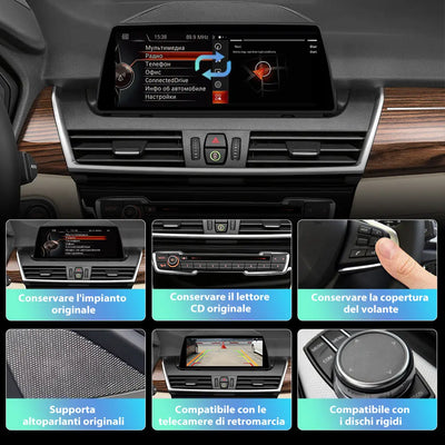 AWESAFE Autoradio Android 13 8+128GB con Schermo Touchscreen HD 10,25 Pollici 8 Core - Per BMW Serie 2 Active Tourer F45 2013-2016 - GPS/Bluetooth con CarPlay e Android Auto AWESAFE