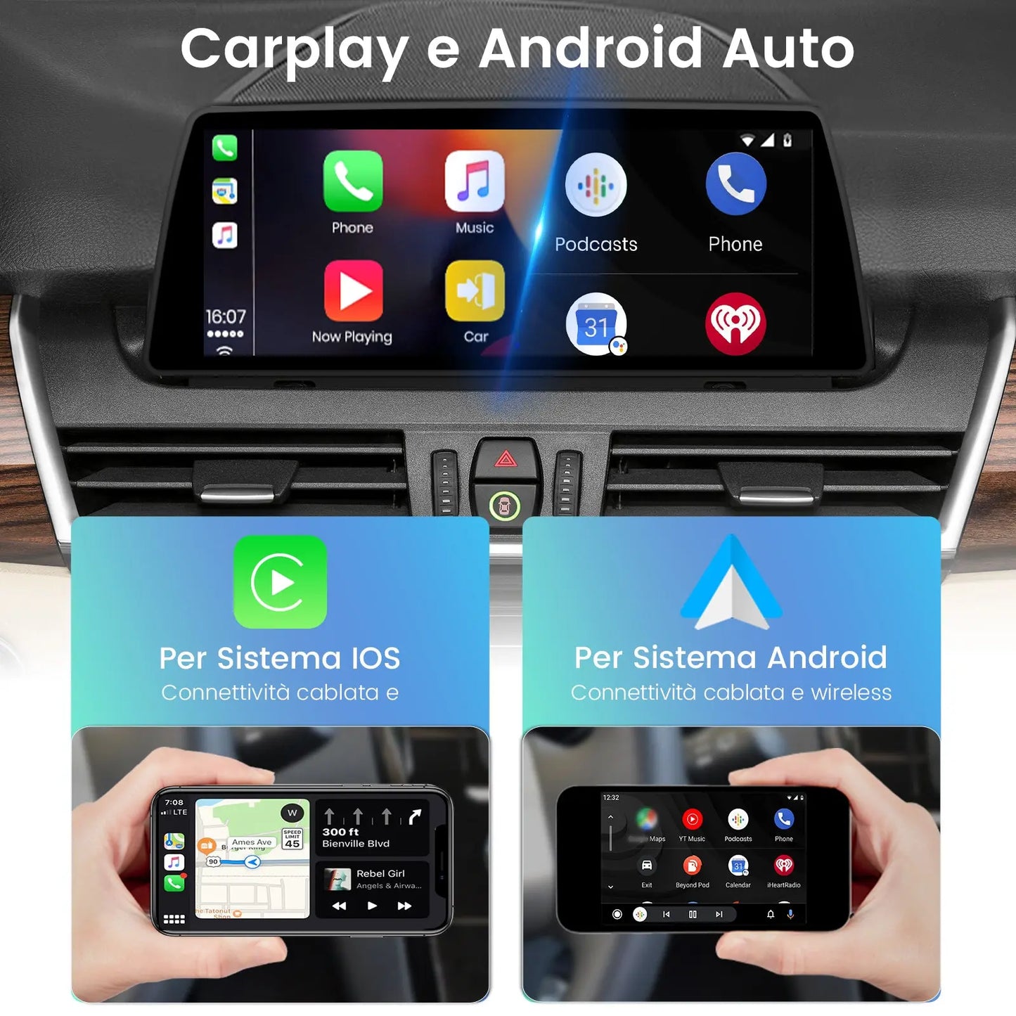 AWESAFE Autoradio Android 13 8+128GB con Schermo Touchscreen HD 10,25 Pollici 8 Core - Per BMW Serie 2 Active Tourer F45 2013-2016 - GPS/Bluetooth con CarPlay e Android Auto AWESAFE