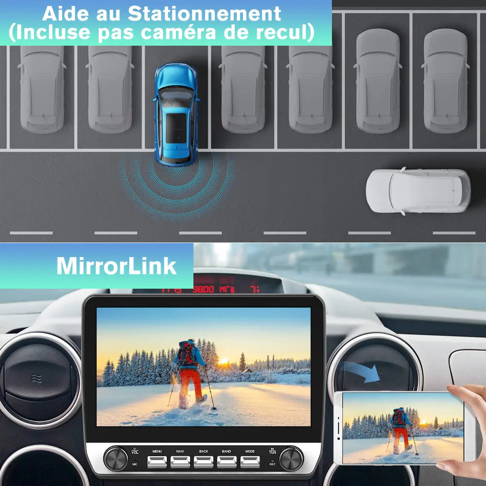 AWESAFE Autoradio Android 13 9 pouces 2+64 Go pour Berlingo B9/Partner 2008-2019 Bluetooth GPS Android Auto Carplay sans fil AWESAFE