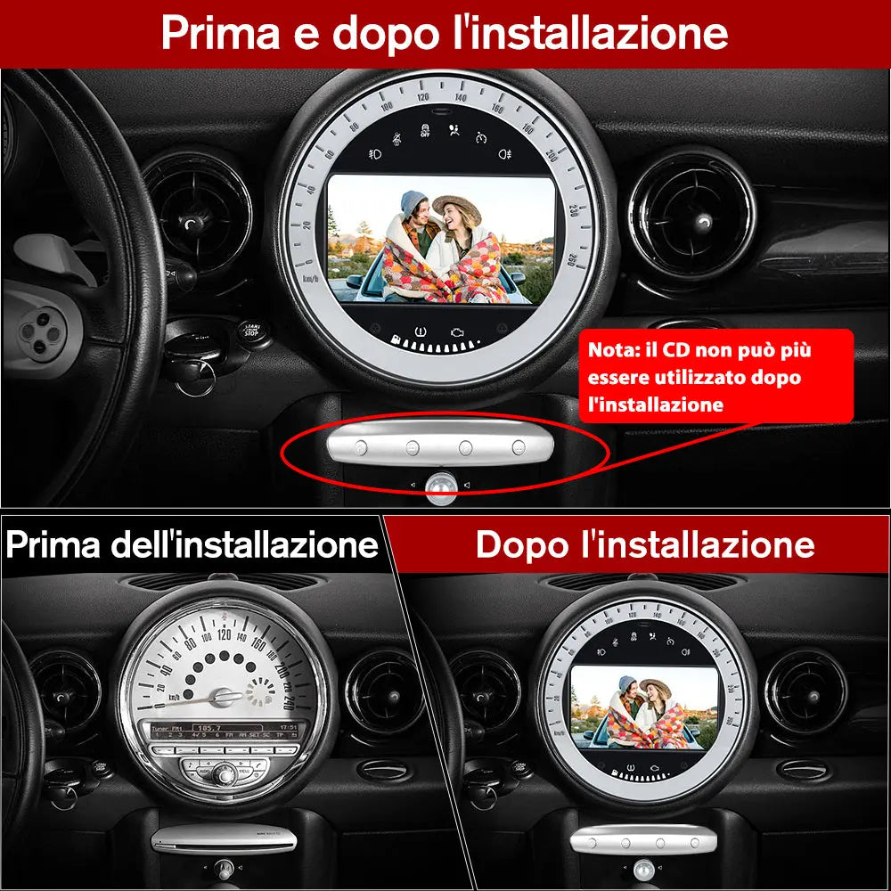 AWESAFE Autoradio Android 13 Chip Qualcomm con Schermo Touchscreen - Per BMW MINI R60 2010-2014 - Bluetooth/FM/4G/CarPlay Wireless e Android Auto - 2+32GB Design Argento AWESAFE