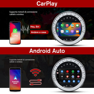 AWESAFE Autoradio Android 13 Chip Qualcomm con Schermo Touchscreen - Per BMW MINI R60 2010-2014 - Bluetooth/FM/4G/CarPlay Wireless e Android Auto - 2+32GB Design Argento AWESAFE