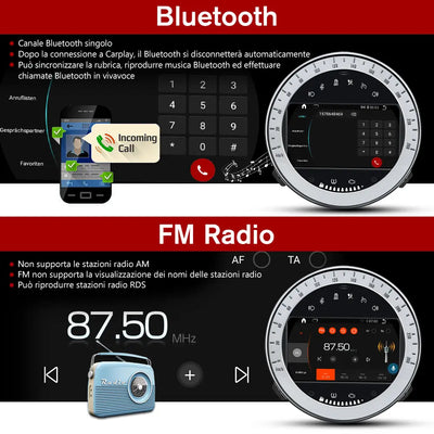 AWESAFE Autoradio Android 13 Chip Qualcomm con Schermo Touchscreen - Per BMW MINI R60 2010-2014 - Bluetooth/FM/4G/CarPlay Wireless e Android Auto - 2+32GB Design Argento AWESAFE
