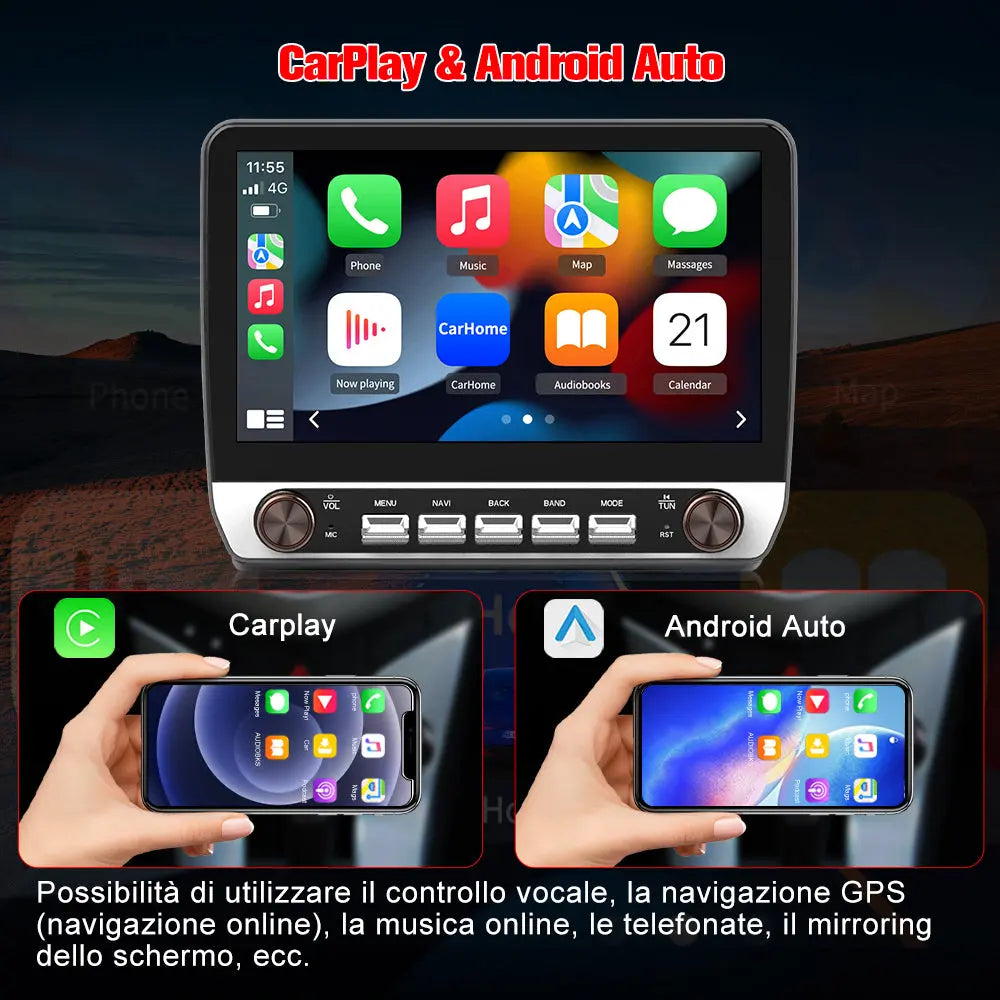 AWESAFE Autoradio Android 13 con Schermo Touchscreen 10,1 Pollici e Doppie Manopole - Per Fiat Ducato 2006-2013 - Bluetooth/FM/CarPlay Wireless e Android Auto - 4+64GB AWESAFE