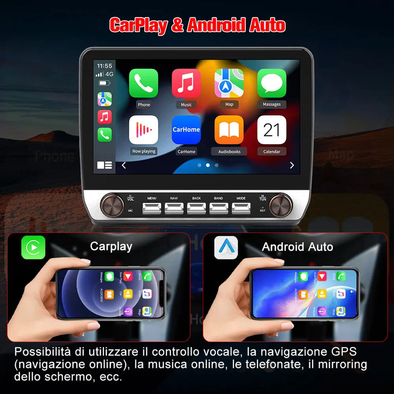 AWESAFE Autoradio Android 13 con Schermo Touchscreen 10,1 Pollici e Doppie Manopole - Per Fiat Ducato 2006-2013 - Bluetooth/FM/CarPlay Wireless e Android Auto - 4+64GB AWESAFE