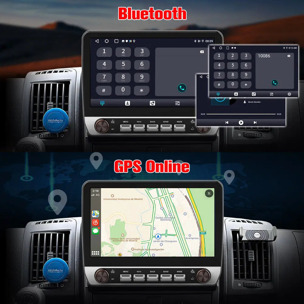 AWESAFE Autoradio Android 13 con Schermo Touchscreen 10,1 Pollici e Doppie Manopole - Per Fiat Ducato 2006-2013 - Bluetooth/FM/CarPlay Wireless e Android Auto - 4+64GB AWESAFE