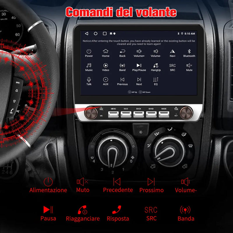 AWESAFE Autoradio Android 13 con Schermo Touchscreen 10,1 Pollici e Doppie Manopole - Per Fiat Ducato 2006-2013 - Bluetooth/FM/CarPlay Wireless e Android Auto - 4+64GB AWESAFE