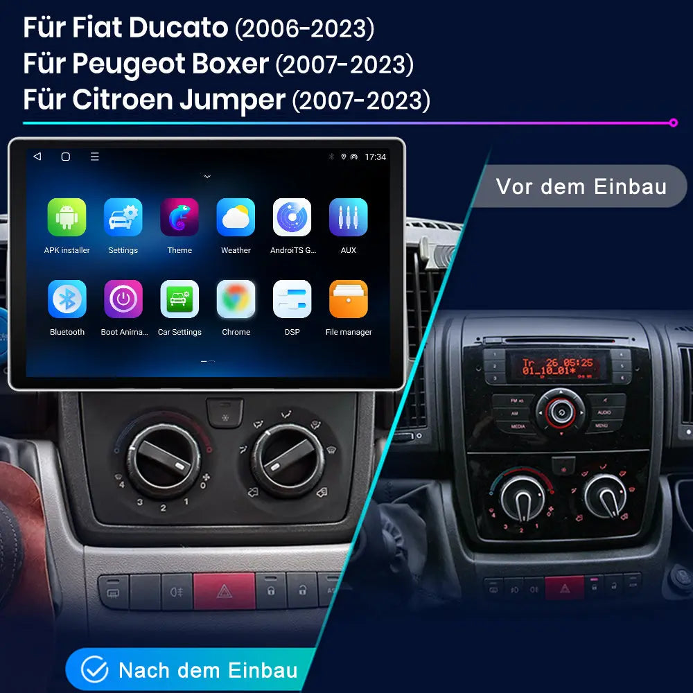 AWESAFE Autoradio Android 13 con Schermo Touchscreen 13,1 Pollici 1920x1200 - Per Fiat Ducato 2006-2023 e Peugeot Boxer/Citroen Jumper 2007-2023 - Bluetooth, FM, 4G, CarPlay Wireless e Android Auto - 2+64GB AWESAFE