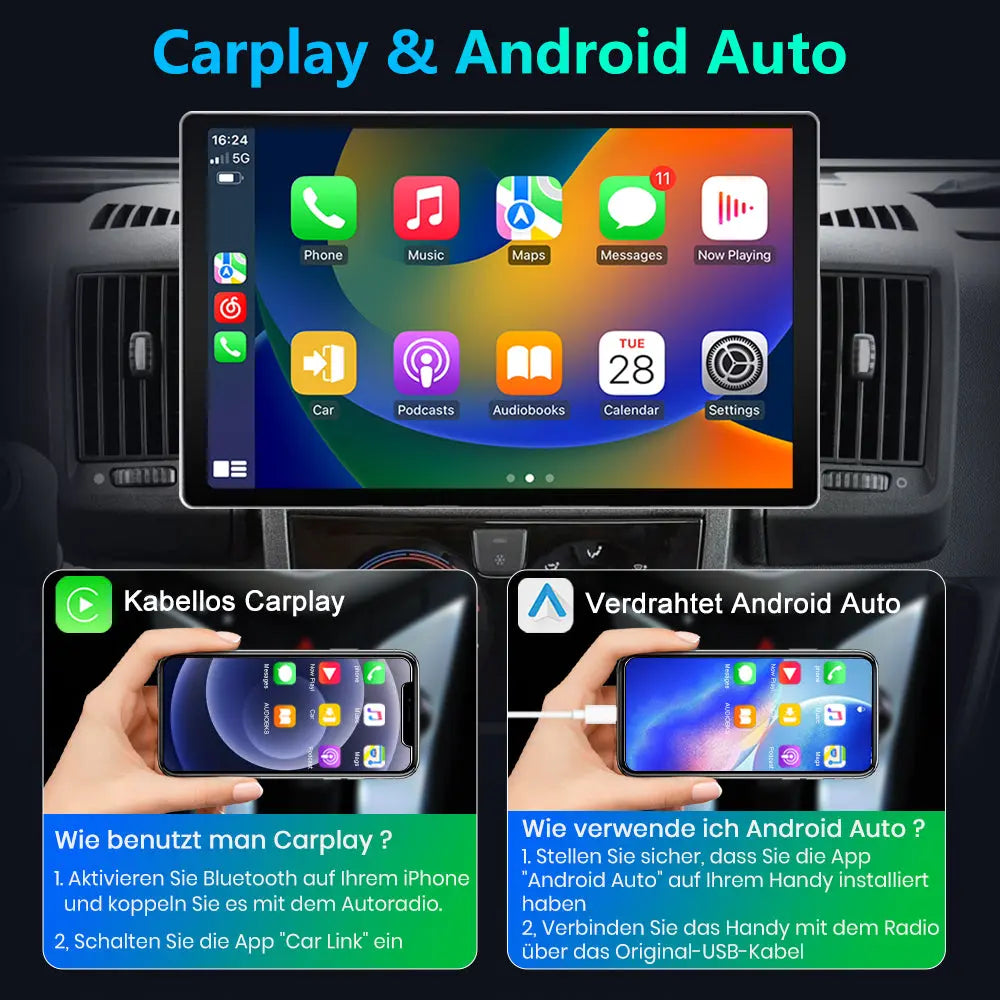 AWESAFE Autoradio Android 13 con Schermo Touchscreen 13,1 Pollici 1920x1200 - Per Fiat Ducato 2006-2023 e Peugeot Boxer/Citroen Jumper 2007-2023 - Bluetooth, FM, 4G, CarPlay Wireless e Android Auto - 2+64GB AWESAFE