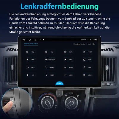 AWESAFE Autoradio Android 13 con Schermo Touchscreen 13,1 Pollici 1920x1200 - Per Fiat Ducato 2006-2023 e Peugeot Boxer/Citroen Jumper 2007-2023 - Bluetooth, FM, 4G, CarPlay Wireless e Android Auto - 2+64GB AWESAFE