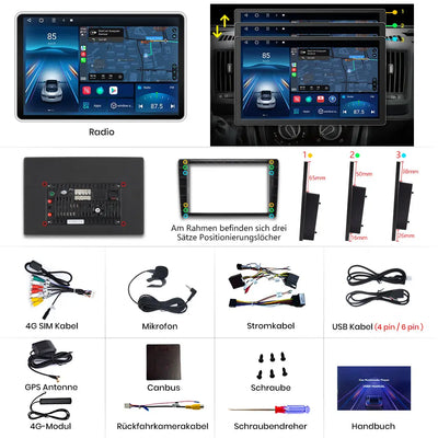 AWESAFE Autoradio Android 13 con Schermo Touchscreen 13,1 Pollici 1920x1200 - Per Fiat Ducato 2006-2023 e Peugeot Boxer/Citroen Jumper 2007-2023 - Bluetooth, FM, 4G, CarPlay Wireless e Android Auto - 2+64GB AWESAFE