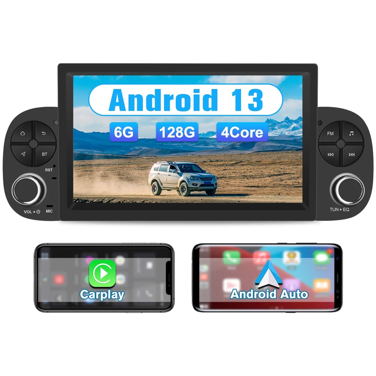 AWESAFE Autoradio Android 13 per Fiat Panda 2013-2021  - GPS/Bluetooth con CarPlay e Android Auto AWESAFE SHOP