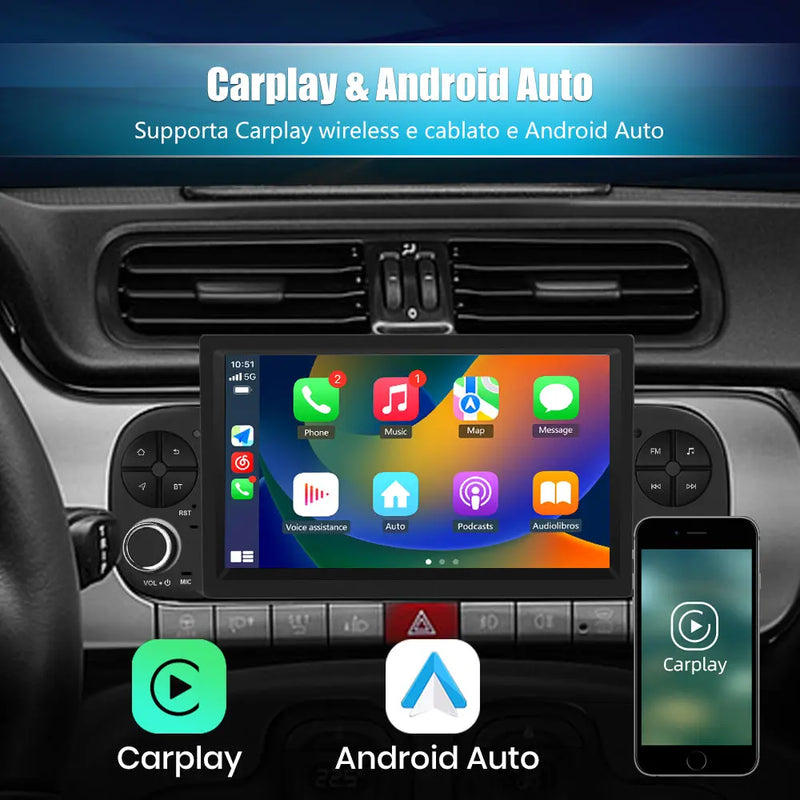 AWESAFE Autoradio Android 13 per Fiat Panda 2013-2021  - GPS/Bluetooth con CarPlay e Android Auto AWESAFE SHOP