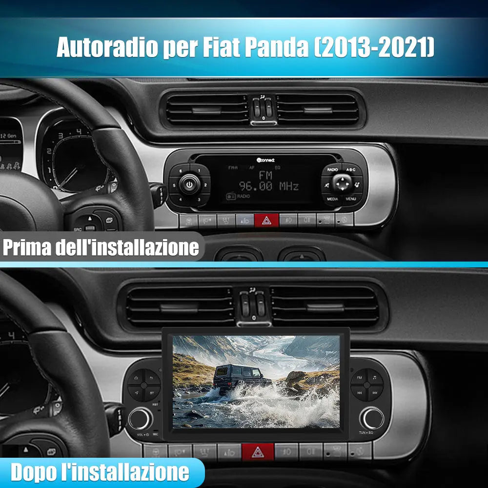 AWESAFE Autoradio Android 13 per Fiat Panda 2013-2021  - GPS/Bluetooth con CarPlay e Android Auto AWESAFE SHOP