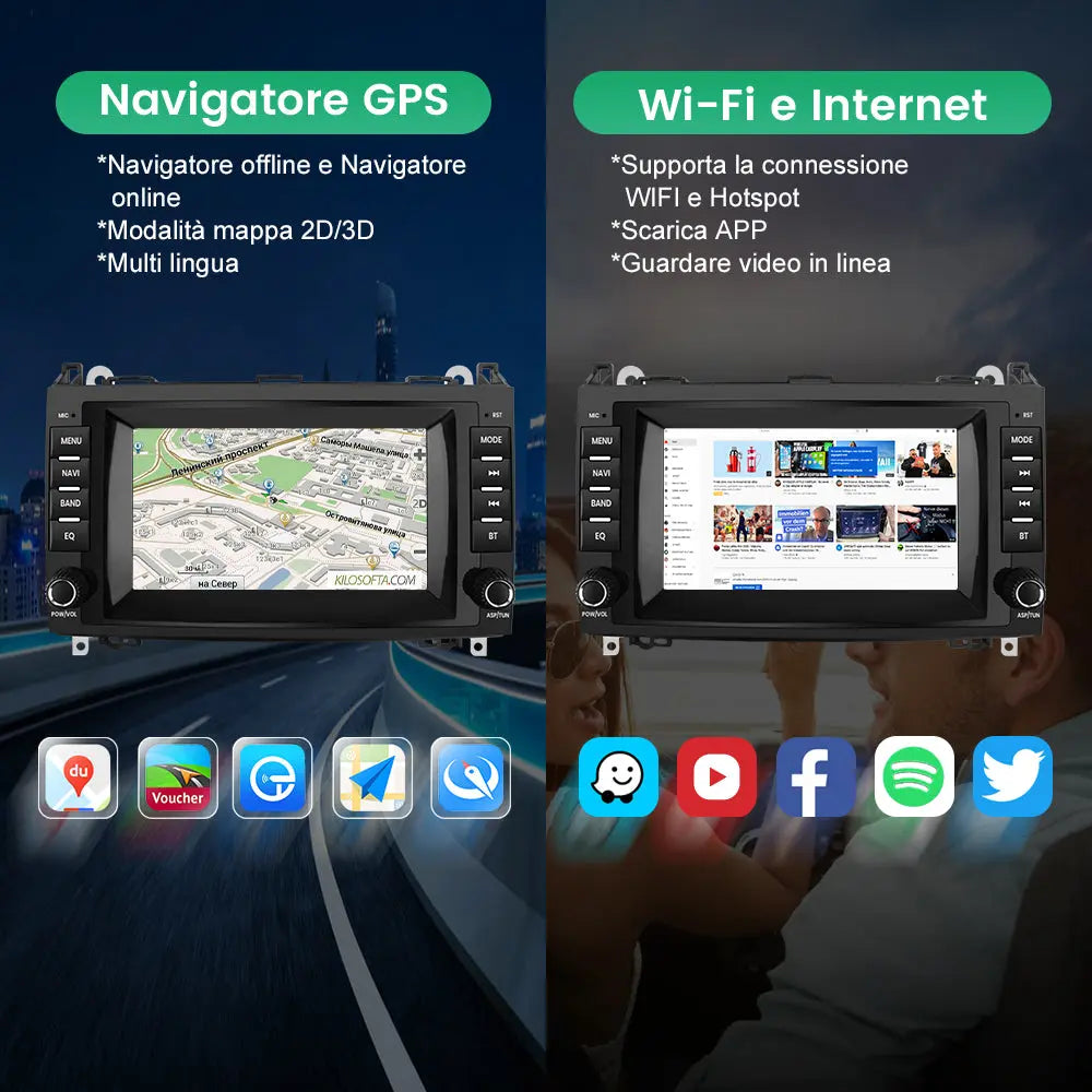 AWESAFE Autoradio Android 13 per Mercedes Benz Vito Viano/Sprinter W639 W245/Classe B/Classe A W169, Touchscreen da 7 pollici (2+32GB) con Carplay & Android Auto  Navigazione GPS Bluetooth WiFi FM RDS AWESAFE