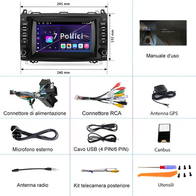 AWESAFE Autoradio Android 13 per Mercedes Benz Vito Viano/Sprinter W639 W245/Classe B/Classe A W169, Touchscreen da 7 pollici (2+32GB) con Carplay & Android Auto  Navigazione GPS Bluetooth WiFi FM RDS AWESAFE