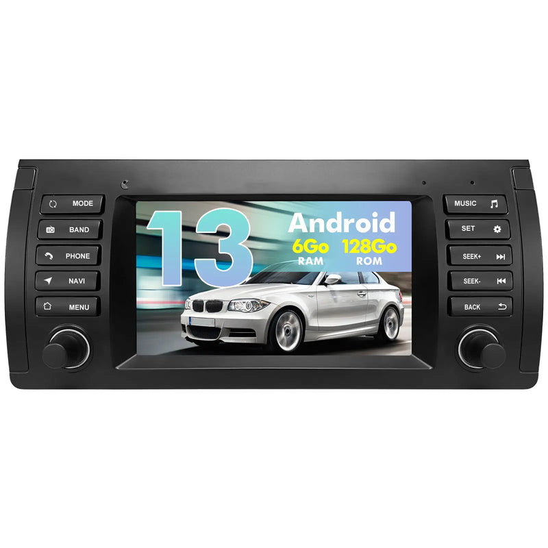 AWESAFE Autoradio Android 13 pour BMW E39 1996-2003, GPS Navigation, 7 Pouces Tactile, 6+128Go, FM RDS, Bluetooth, USB, WIFI, Carplay Android Auto, Aide Stationnement, Commandes Volant AWESAFE