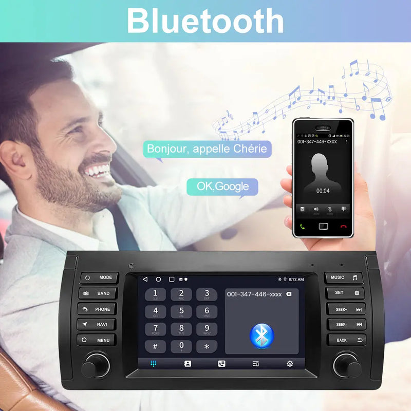 AWESAFE Autoradio Android 13 pour BMW E39 1996-2003, GPS Navigation, 7 Pouces Tactile, 6+128Go, FM RDS, Bluetooth, USB, WIFI, Carplay Android Auto, Aide Stationnement, Commandes Volant AWESAFE