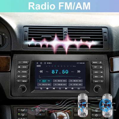 AWESAFE Autoradio Android 13 pour BMW E39 1996-2003, GPS Navigation, 7 Pouces Tactile, 6+128Go, FM RDS, Bluetooth, USB, WIFI, Carplay Android Auto, Aide Stationnement, Commandes Volant AWESAFE