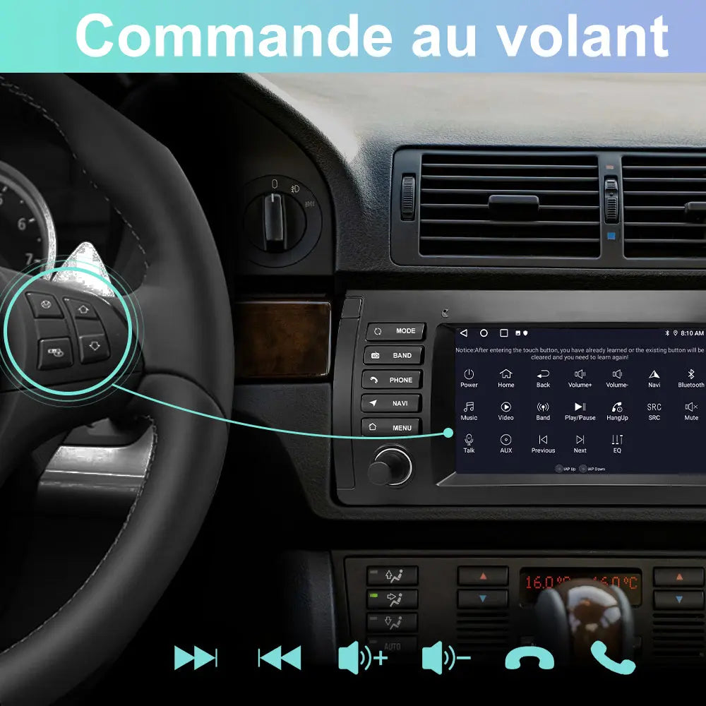 AWESAFE Autoradio Android 13 pour BMW E39 1996-2003, GPS Navigation, 7 Pouces Tactile, 6+128Go, FM RDS, Bluetooth, USB, WIFI, Carplay Android Auto, Aide Stationnement, Commandes Volant AWESAFE