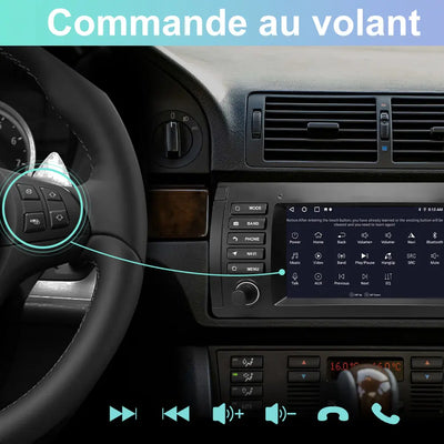 AWESAFE Autoradio Android 13 pour BMW E39 1996-2003, GPS Navigation, 7 Pouces Tactile, 6+128Go, FM RDS, Bluetooth, USB, WIFI, Carplay Android Auto, Aide Stationnement, Commandes Volant AWESAFE