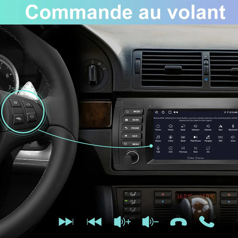 AWESAFE Autoradio Android 13 pour BMW E39 1996-2003, GPS Navigation, 7 Pouces Tactile, 6+128Go, FM RDS, Bluetooth, USB, WIFI, Carplay Android Auto, Aide Stationnement, Commandes Volant AWESAFE